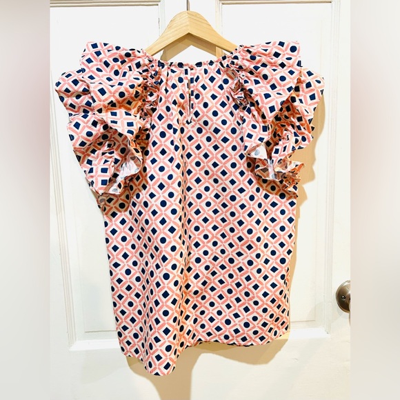 THML | Geometric Print Ruffle Blouse - Picture 3 of 5